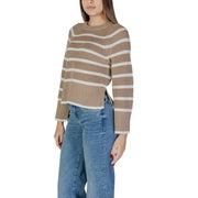 Vila Clothes Beige Cotton Sweatshirt