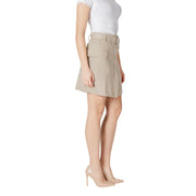 Vila Clothes Beige Cotton Mini Skirt