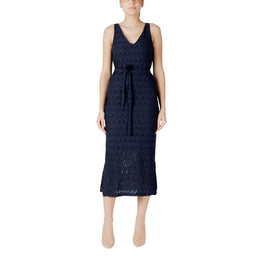 Vila Clothes Blue Recycled Polyester Midi Dress