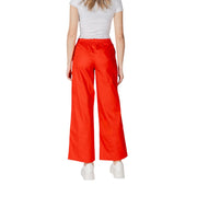 Only Red Cotton Casual Pants