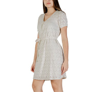 Vila Clothes Beige Recycled Polyester Short Dress
