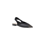 PINKO Black Leather Flat Sandals