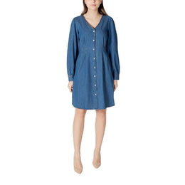 ICHI Blue Cotton Short Dress