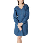 ICHI Blue Cotton Short Dress