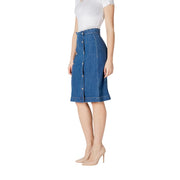 ICHI Blue Cotton Long Skirt