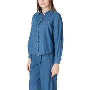 ICHI Blue Cotton Blouse