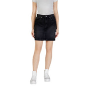 ICHI Black Cotton Mini Skirt