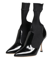 Dolce & Gabbana Black Stretch Stilettos Booties Socks Shoes