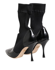 Dolce & Gabbana Black Stretch Stilettos Booties Socks Shoes