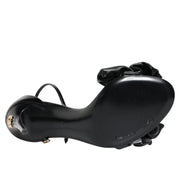 Dolce & Gabbana Black Leather Ankle Strap Heel Sandals Shoes