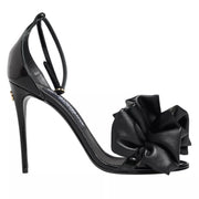 Dolce & Gabbana Black Leather Ankle Strap Heel Sandals Shoes