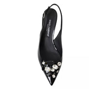 Dolce & Gabbana Black Patent Leather Crystal Slingback Shoes