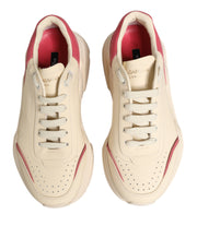 Dolce & Gabbana White Pink Leather Daymaster Sneakers Shoes