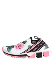 Dolce & Gabbana White Rose Print Sorrento Sneakers Shoes