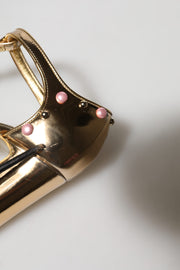 Dolce & Gabbana Gold Embellished Vally Heels Sandals Shoes