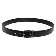 Dolce & Gabbana Black Calf Leather Silver Metal Buckle Belt