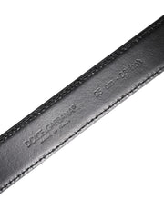 Dolce & Gabbana Black Calf Leather Silver Metal Buckle Belt