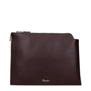 Pineider Brown Leather Clutch Bag