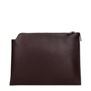 Pineider Brown Leather Clutch Bag