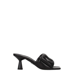 Prada Black Leather Platform Sandals