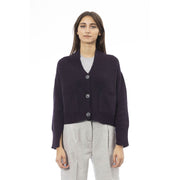 Alpha Studio Purple Merino Wool Cardigan