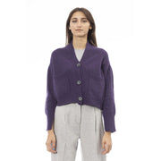 Alpha Studio Purple Merino Wool Women Cardigan