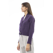 Alpha Studio Purple Merino Wool Women Cardigan