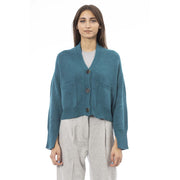 Alpha Studio Teal Merino Wool Women Cardigan