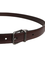 Dolce & Gabbana Dark Brown Leather Antique Silver Buckle Belt