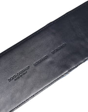 Dolce & Gabbana Blue Two Tone Denim Gold Metal Buckle Belt