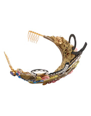 Dolce & Gabbana Gold Brass Crystal Embellished Headpiece Crown Diadem Tiara