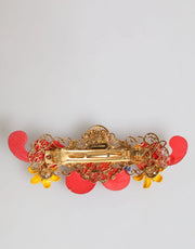 Dolce & Gabbana Multicolor Spring CARRETTO Gold Brass Crystal Hair Clip