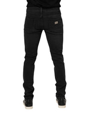 Dolce & Gabbana Black Cotton Skinny Men Denim Trouser Jeans