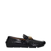 Versace Black Leather Slip-On Loafers