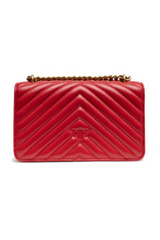 PINKO Red Leather Love One Mini Shoulder Bag
