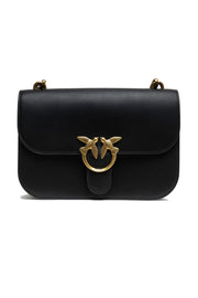 PINKO Black Leather Love Bell Classic Shoulder Bag