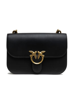 PINKO Black Leather Love Bell Classic Shoulder Bag