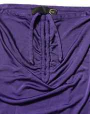 Cavalli Class Purple Viscose Elastane Strapless Bodycon Dress