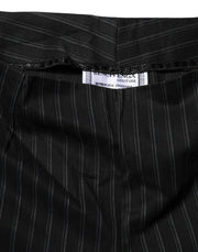 BENCIVENGA Black Wool Blend Pinstripe Straight Leg Pants
