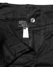 BENCIVENGA Black Cotton Blend Cropped Straight Leg Pants