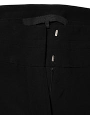 Exte Black Viscose Acetate Blend Straight Leg High Waist Pants