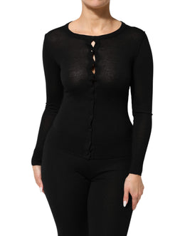 Dolce & Gabbana Black Virgin Wool Buttoned Cardigan Sweater