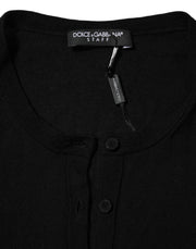 Dolce & Gabbana Black Virgin Wool Buttoned Cardigan Sweater