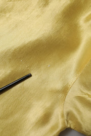 Dolce & Gabbana Yellow Silk Satin Floral Lace Short Sleeves Top