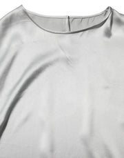 Dolce & Gabbana Gray Silk Satin Floral Lace Long Sleeve Top