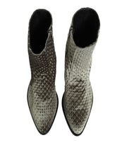 Dolce & Gabbana Gray Cotton Velvet Mid Calf Short Boots Shoes