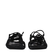 The Attico Black Leather Sandals