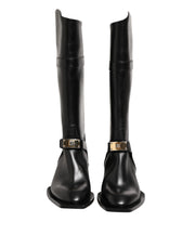 Dolce & Gabbana Black Logo Plaque Over The Calf Boot Shoes