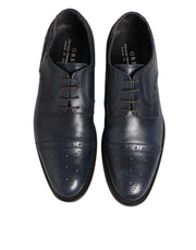 Daniele Alessandrini Blue Leather Wingtip Lace-up Formal Derby Shoes