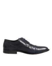 Daniele Alessandrini Blue Leather Wingtip Lace-up Formal Derby Shoes